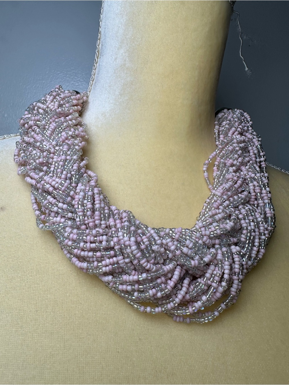 Handcrafted Pink Beaded Twist Necklace - Women Jewelry